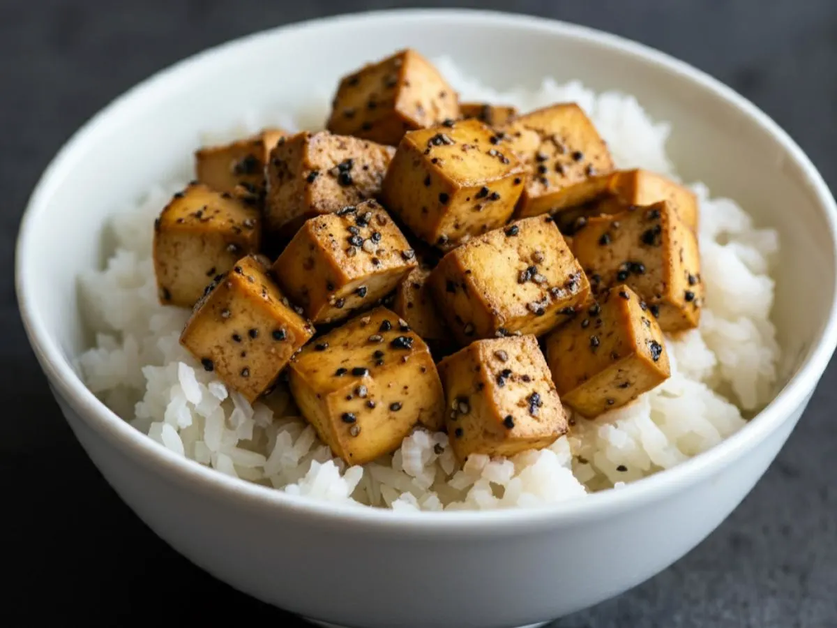 Tofu Black Pepper Stir Fry with White Rice Tofu Black Pepper Stir Fry with White Rice