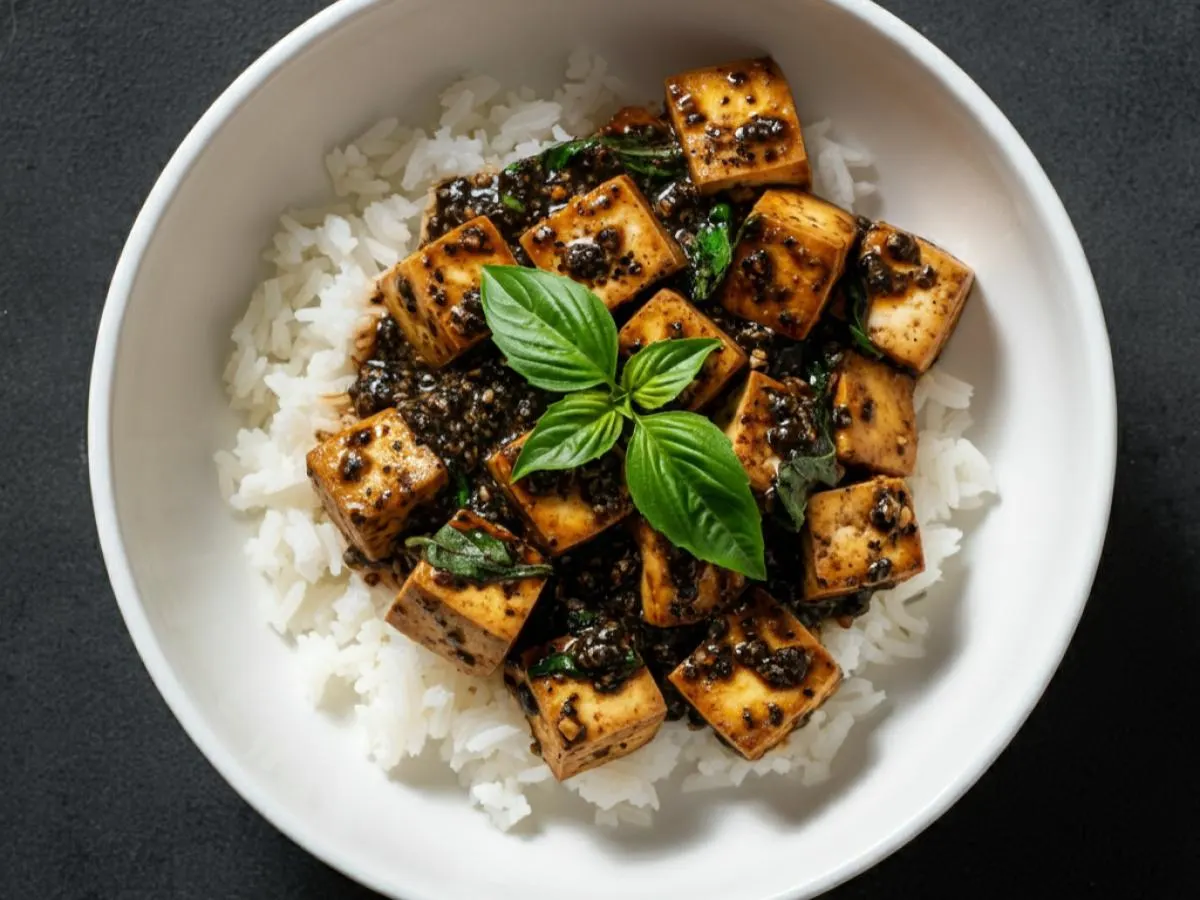 Tofu Eggplant Thai Basil with White Rice(Medium Spice) Tofu Eggplant Thai Basil with White Rice(Medium Spice)