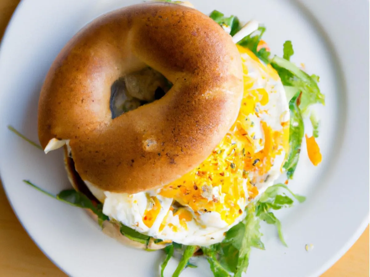 Plain Bagel Grilled Halloumi Breakfast Sandwich Plain Bagel Grilled Halloumi Breakfast Sandwich