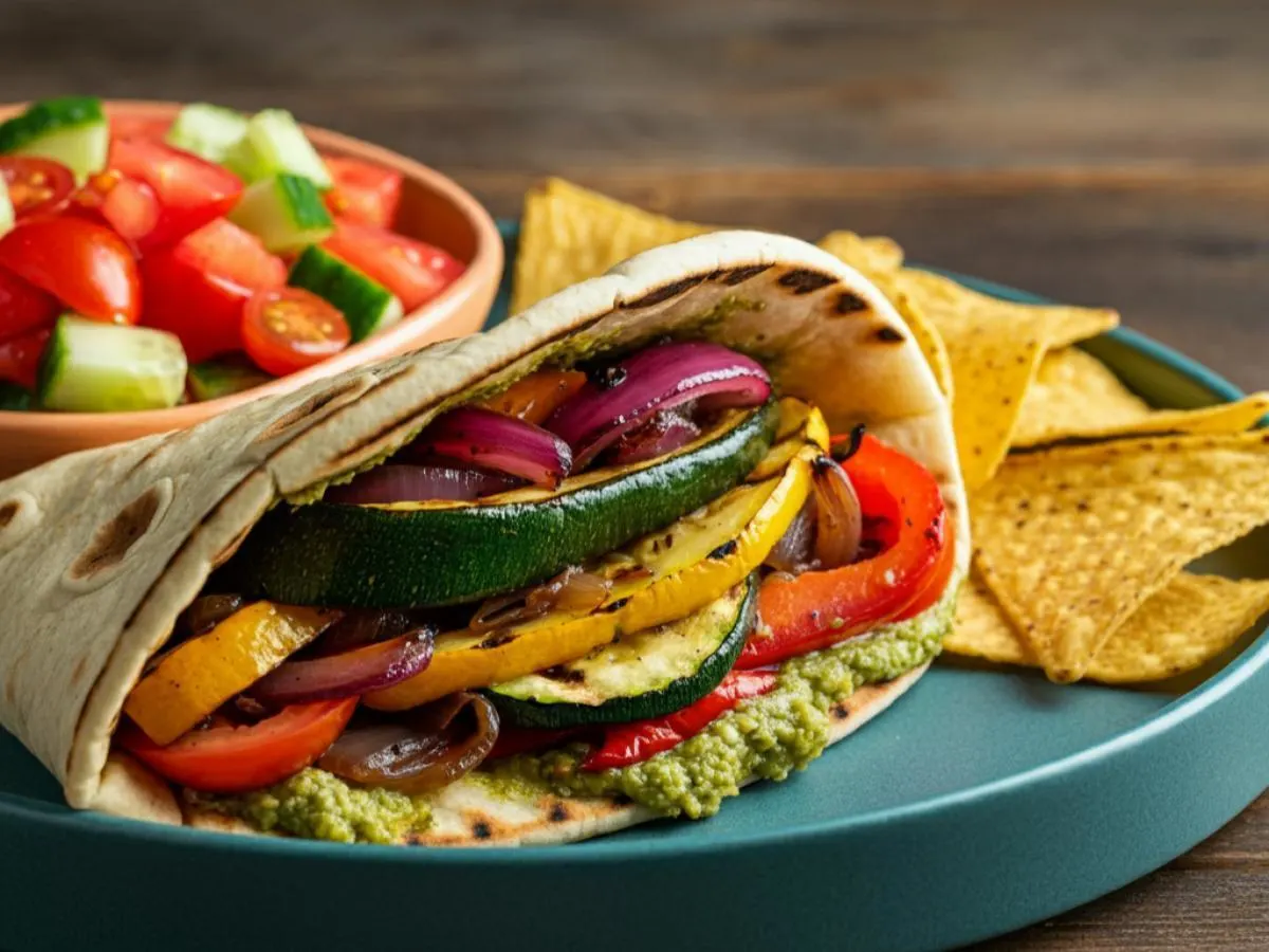 Vegan Grilled Veggie Gyro w/ Tomato Cucumber Salad Box Vegan Grilled Veggie Gyro w/ Tomato Cucumber Salad Box
