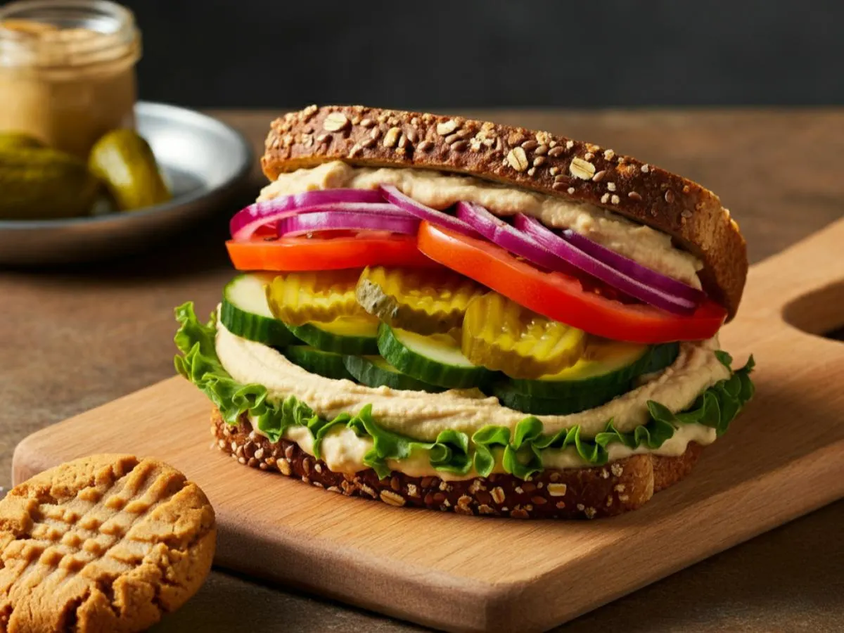 Vegan Sub on Whole Grain Wheat Bread and a Peanut Butter Cookie Vegan Sub on Whole Grain Wheat Bread and a Peanut Butter Cookie