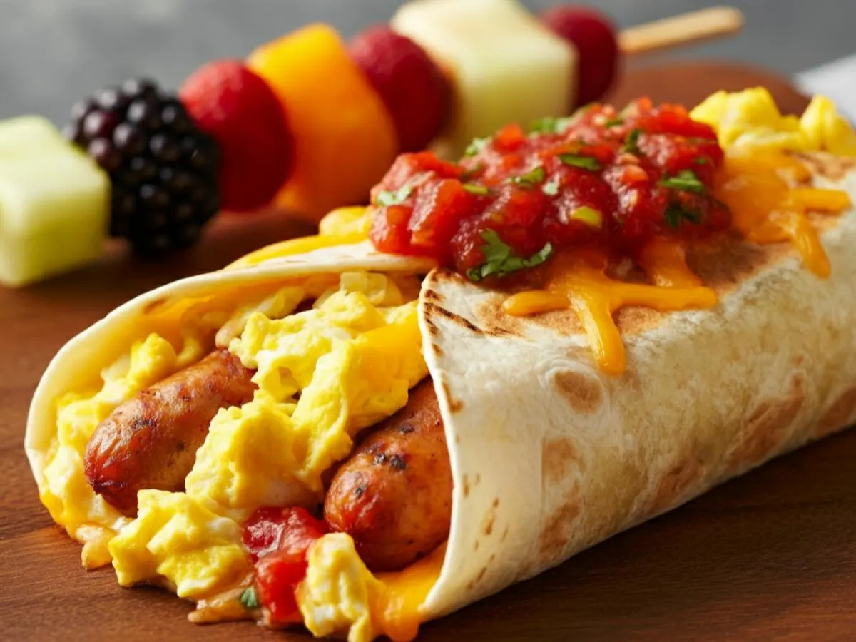 Chicken Sausage BF Burrito with Fresh Fruit (On Side)