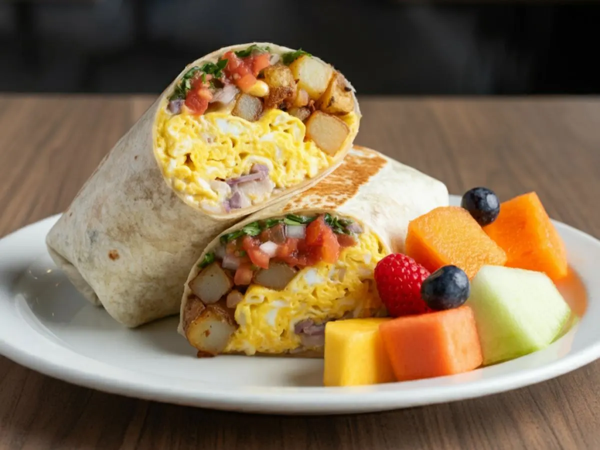 Vegetarian BF Burrito with Fresh Fruit (On Side)