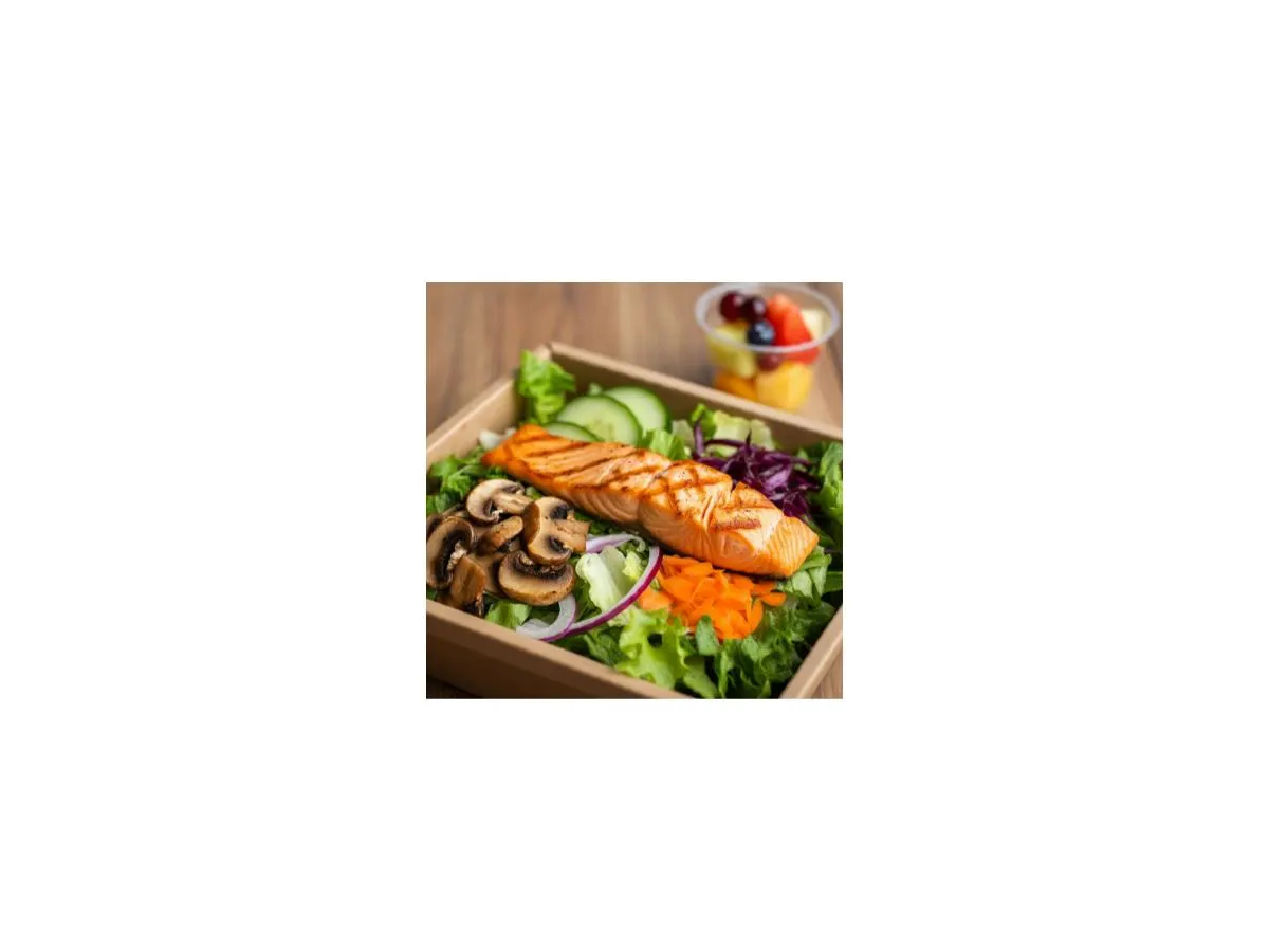 Grilled Salmon Garden Salad | Fruit Cup Grilled Salmon Garden Salad | Fruit Cup