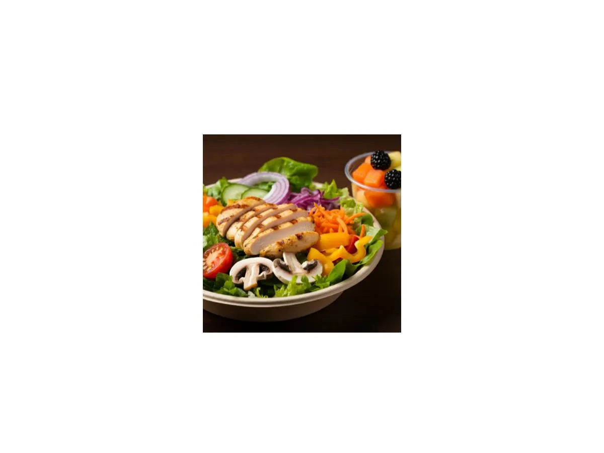 Grilled Chicken Garden Salad | Fruit Cup Grilled Chicken Garden Salad | Fruit Cup