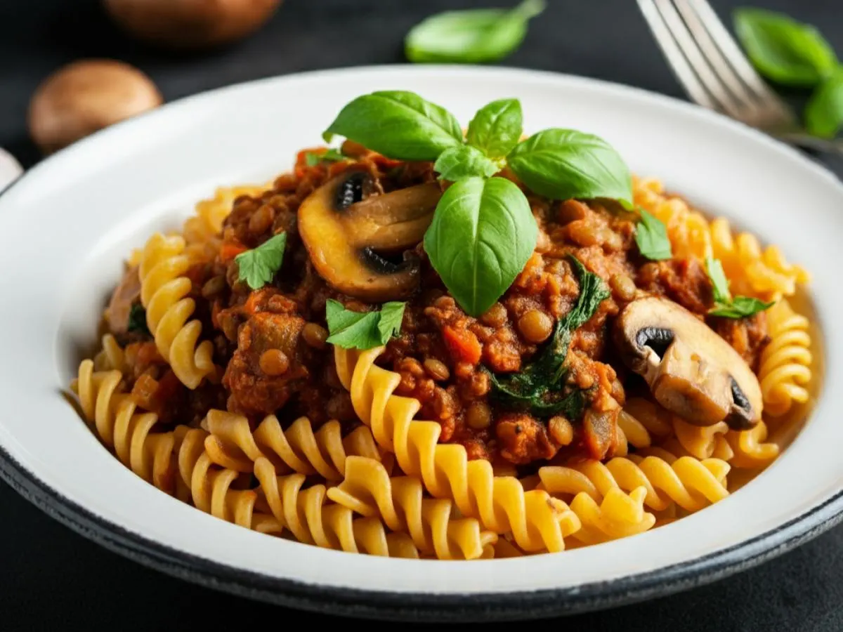 Fusili With Mushroom and Lentil Bolognese