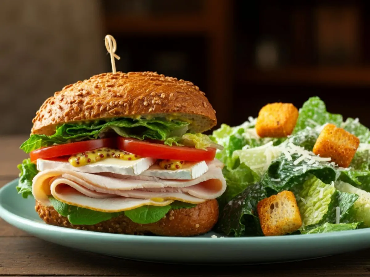 Fresh Turkey Sandwich with Traditional Caesar Salad Fresh Turkey Sandwich with Traditional Caesar Salad