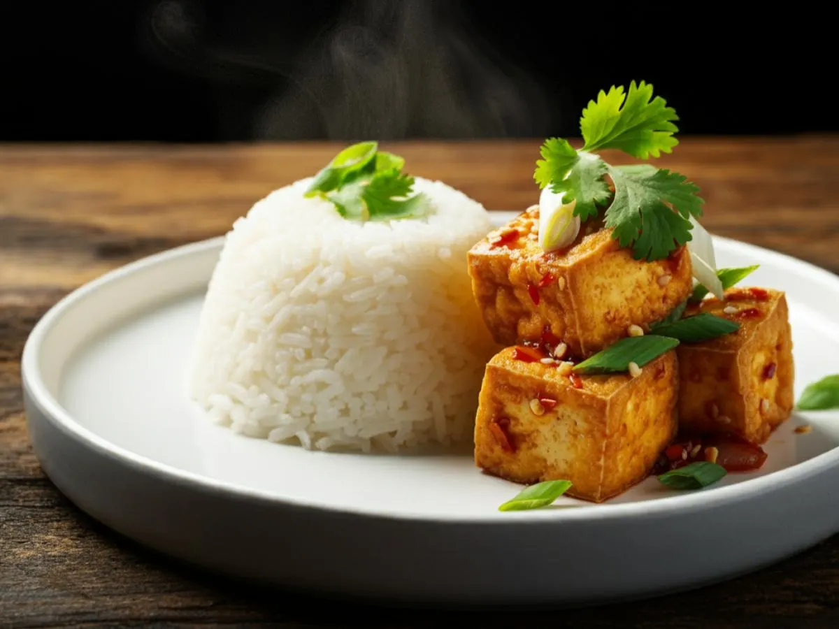 Sweet and Spicy Tofu with Jasmine Rice