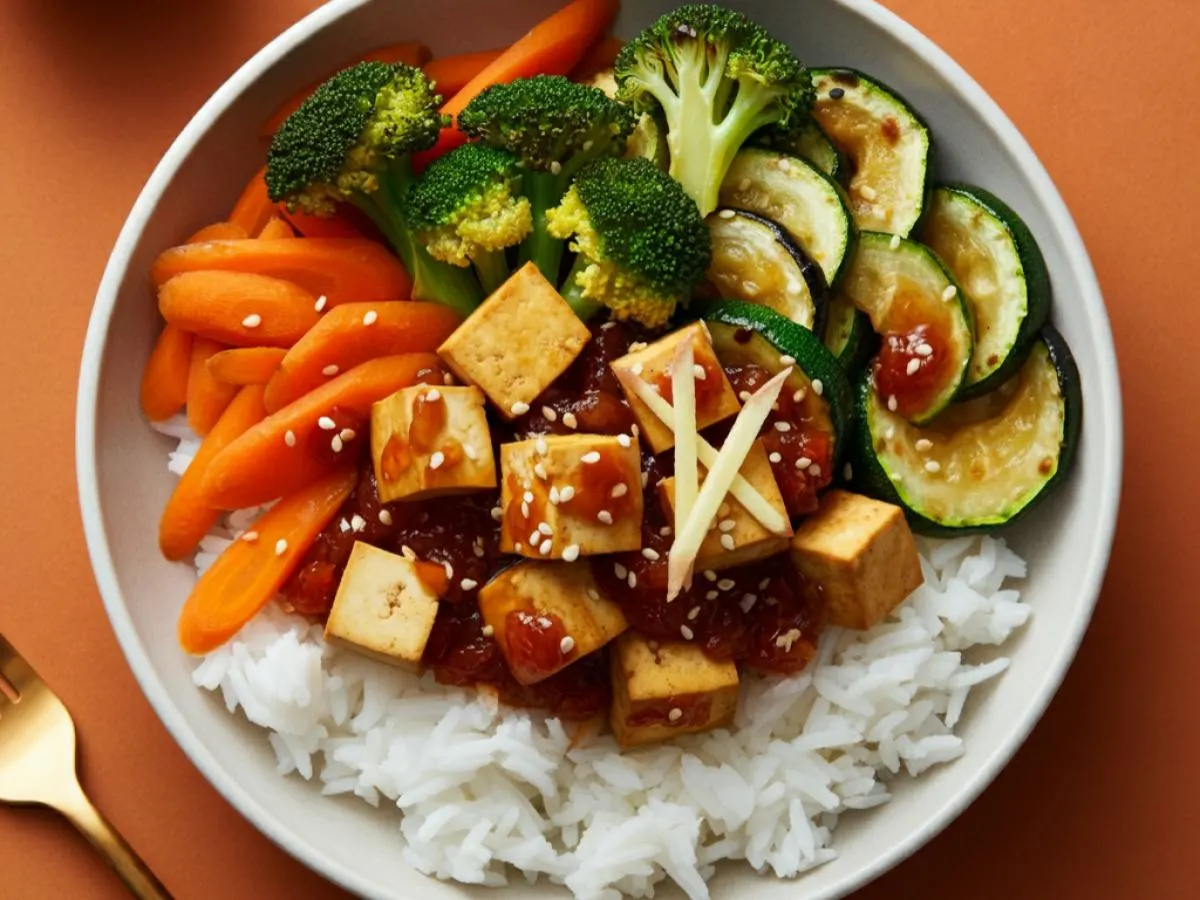 Sweet Chili-Ginger Tofu with Rice