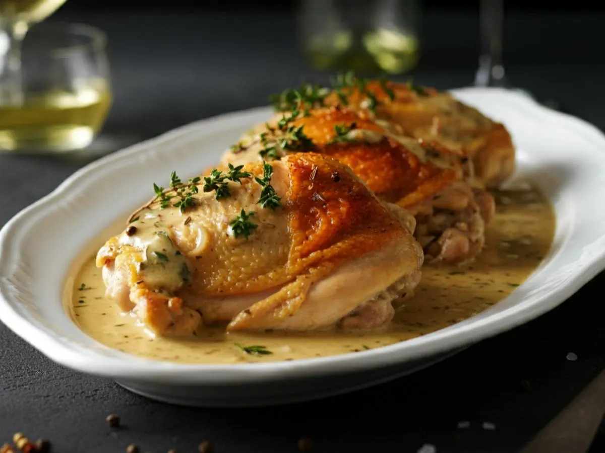 Roasted Chicken with White Wine Sauce