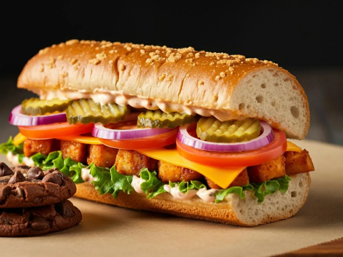 BBQ Chipotle Chicken Sub on Parmesan Bread and a Chocolate Chip Cookie BBQ Chipotle Chicken Sub on Parmesan Bread and a Chocolate Chip Cookie