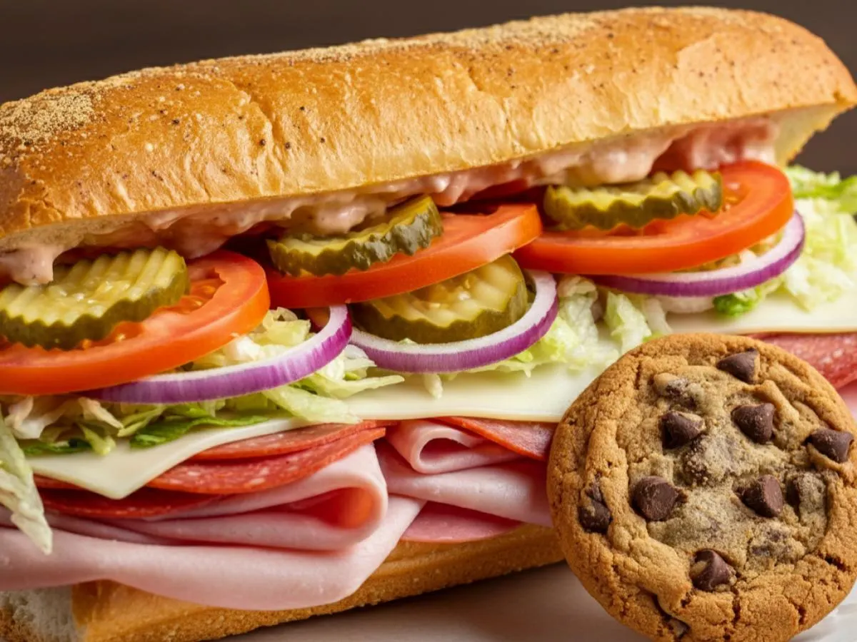 Italian Sub on Parmesan Bread and a Chocolate Chip Cookie Italian Sub on Parmesan Bread and a Chocolate Chip Cookie