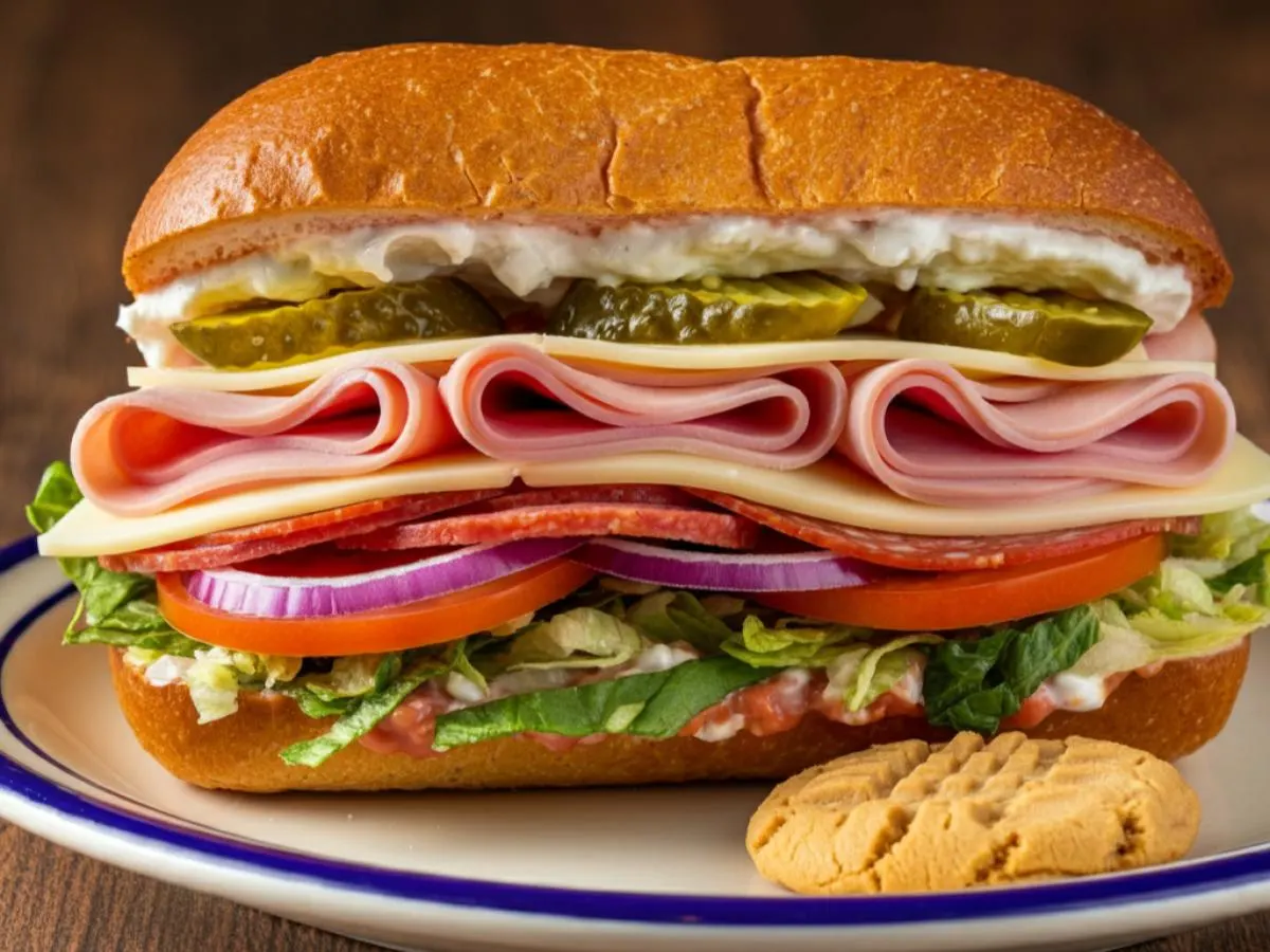Italian Sub on White Bread and a Peanut Butter Cookie Italian Sub on White Bread and a Peanut Butter Cookie