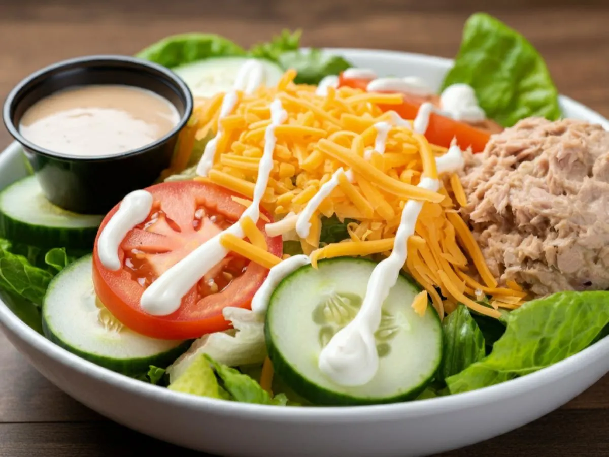 Halftime House Salad with Ranch Dressing and Tuna Salad