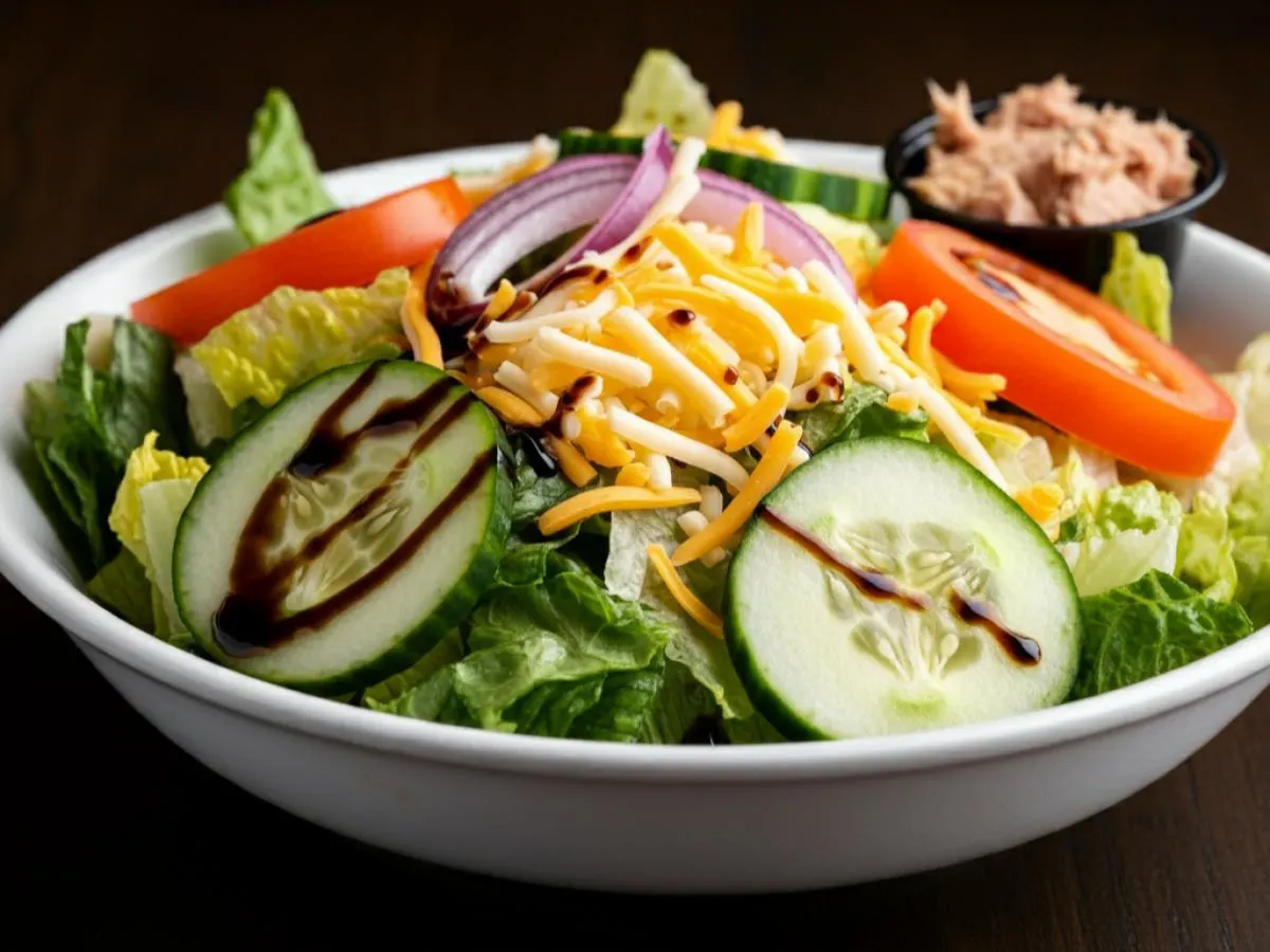 Halftime House Salad with Balsamic Vinaigrette and Tuna Salad