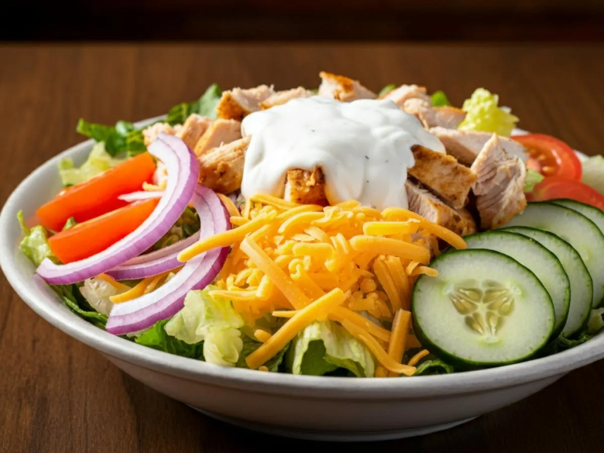 Halftime House Salad with Ranch Dressing and Chicken Salad