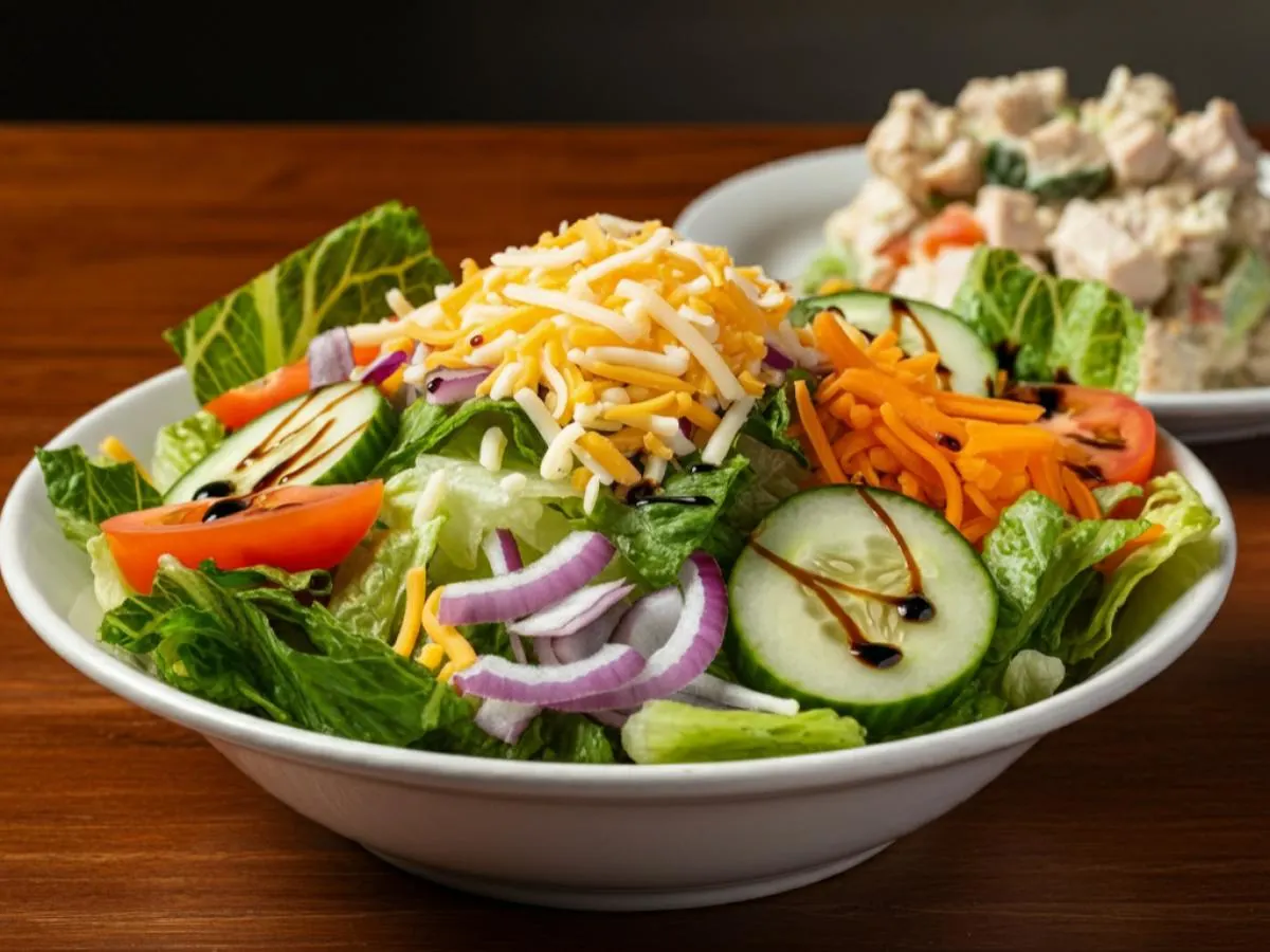 Halftime House Salad with Balsamic Vinaigrette and Chicken Salad