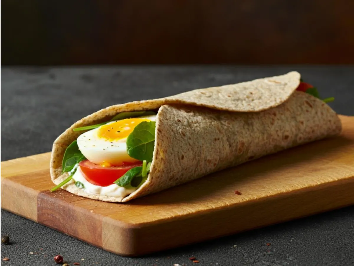 Organic Egg Sandwich on Whole Wheat Wrap Organic Egg Sandwich on Whole Wheat Wrap