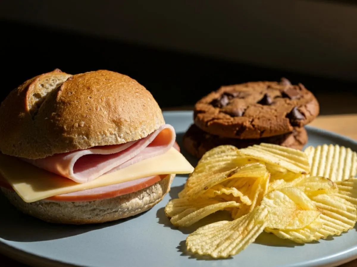 GF Ham & cheese Sandwich with Potato Chips and a GF Cookie