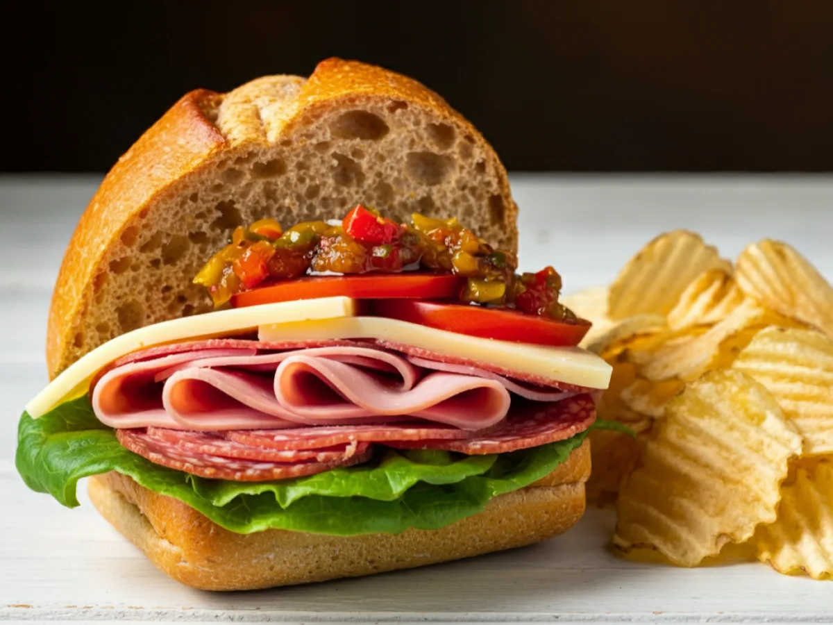 GF Traditional Italian Sandwich with Potato Chips and a GF Brownie