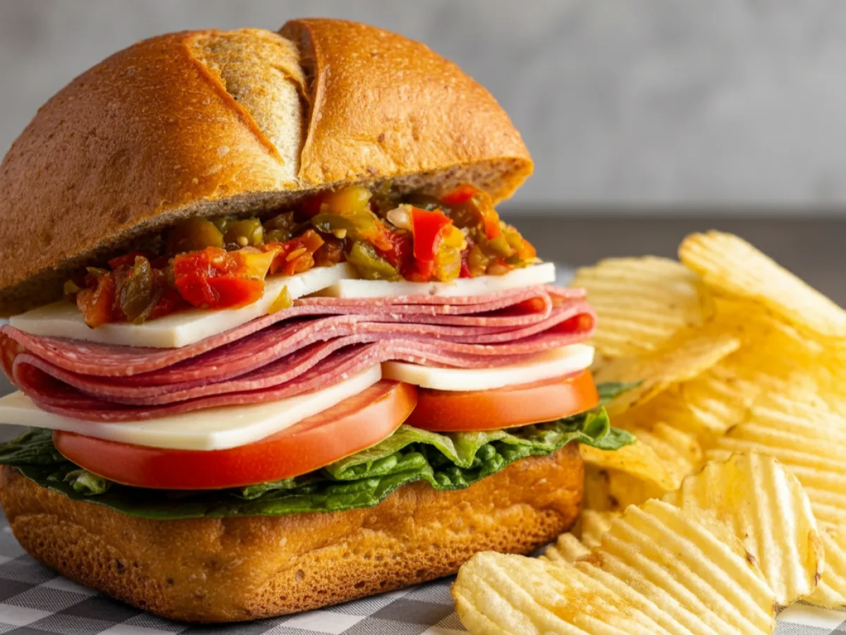 GF Italian with Prosciutto Sandwich with Potato Chips and a GF Brownie