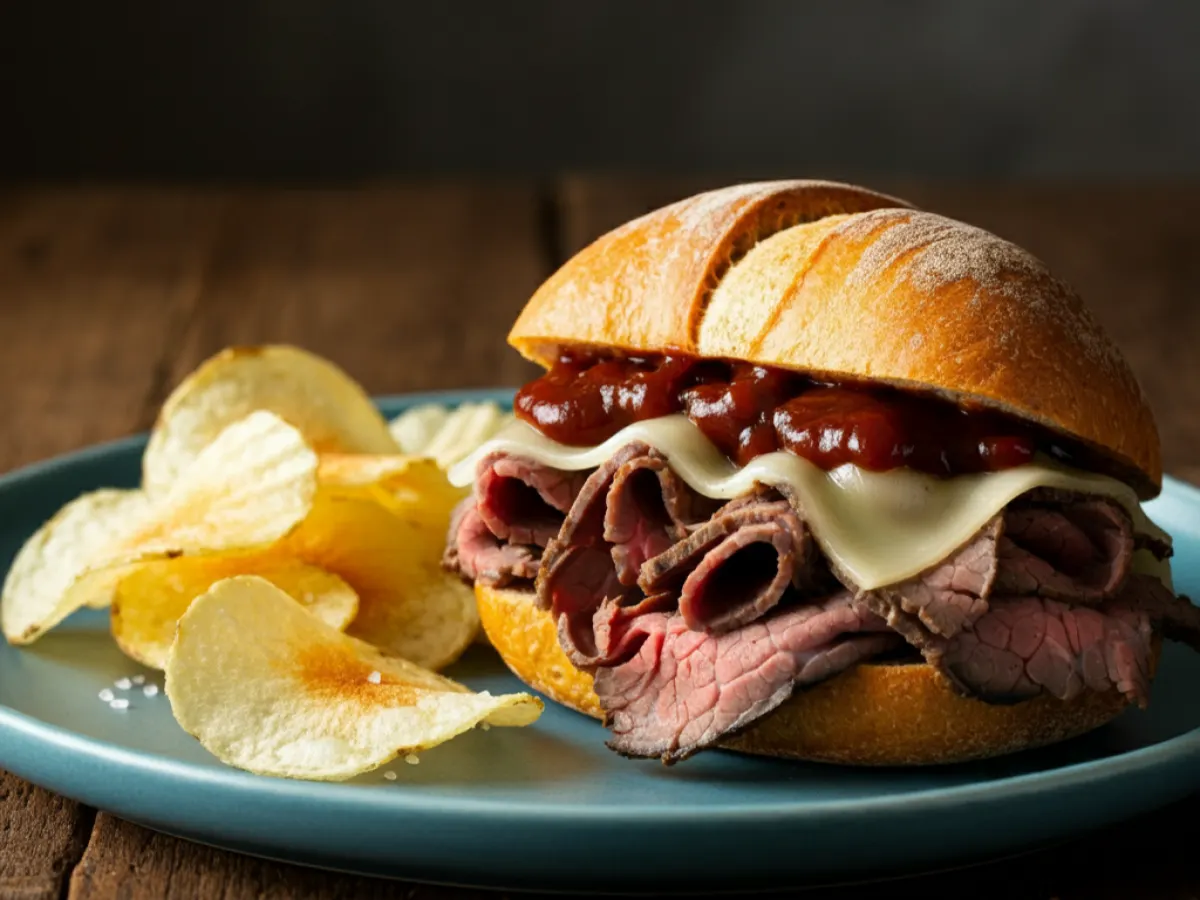 GF Roast Beef Sandwich with Potato Chips and a GF Cookie