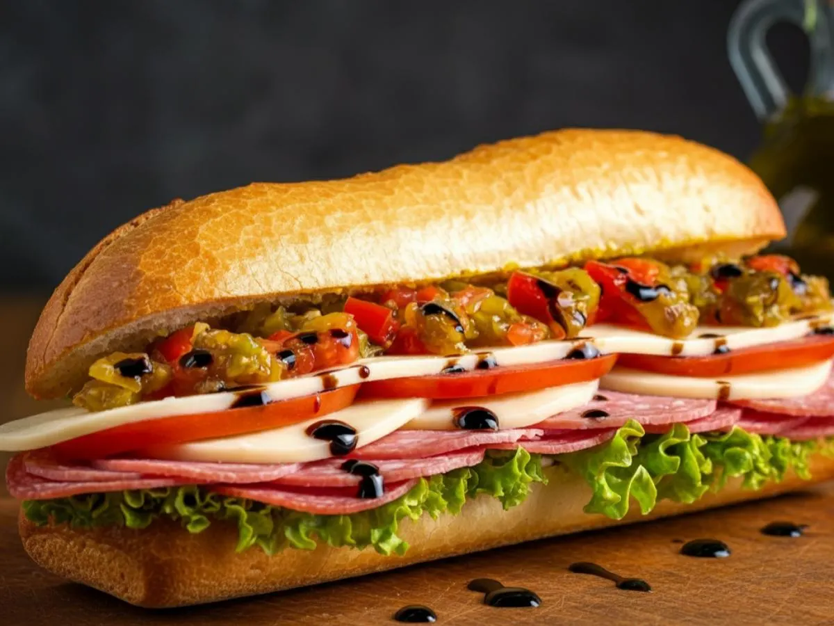 Traditional Italian Sandwich with Potato Chips and a Brownie