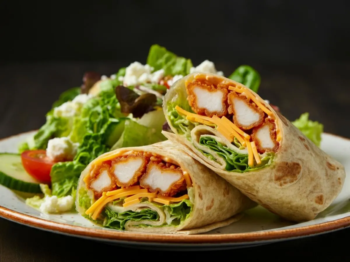 Crispy Tenders Wrap with a Side Salad Crispy Tenders Wrap with a Side Salad