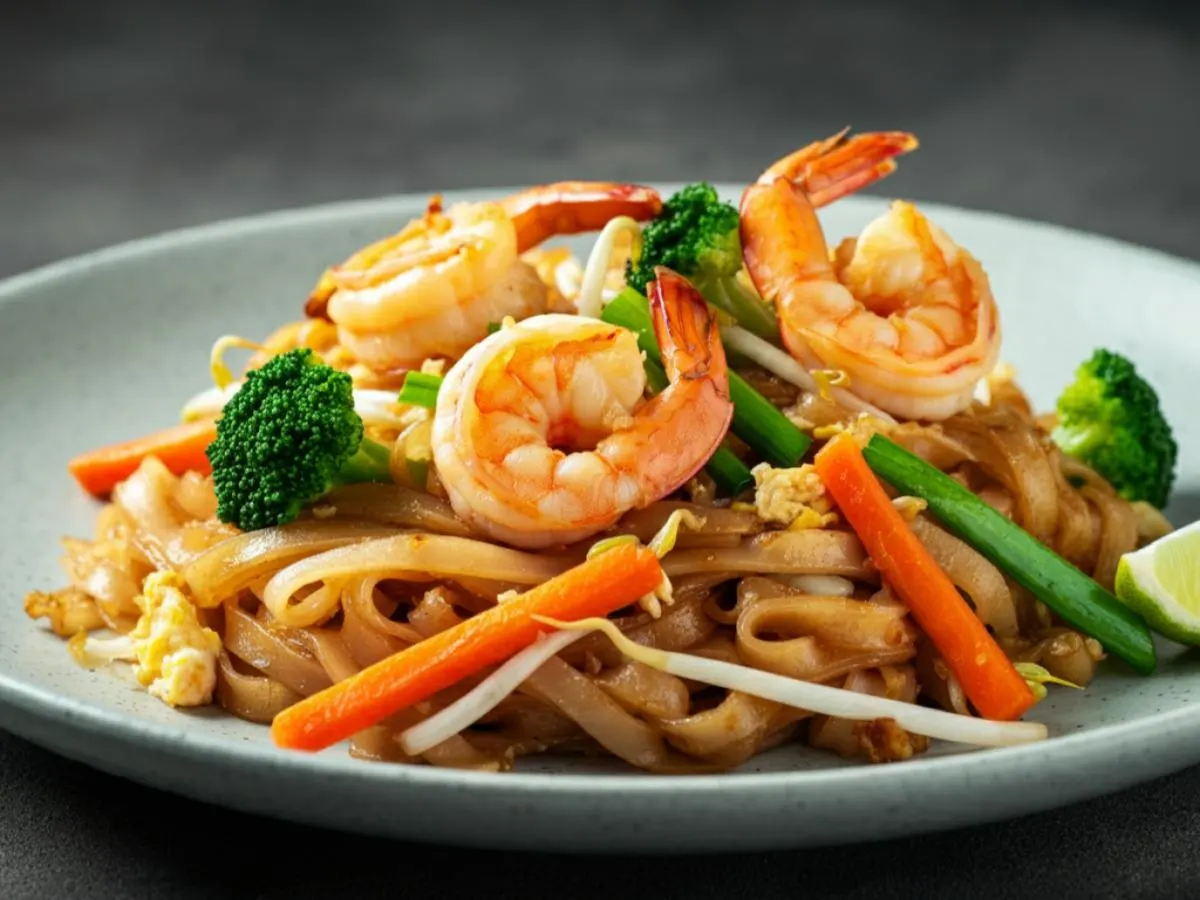 Pad See Eiw Noodles with Shrimp Pad See Eiw Noodles with Shrimp