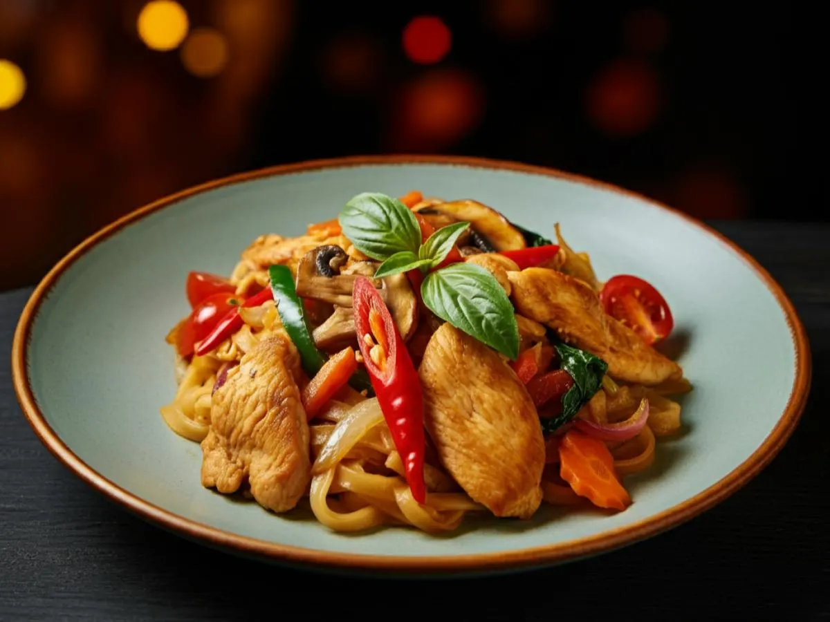 Pad Khee Mao Noodles with Chicken Pad Khee Mao Noodles with Chicken