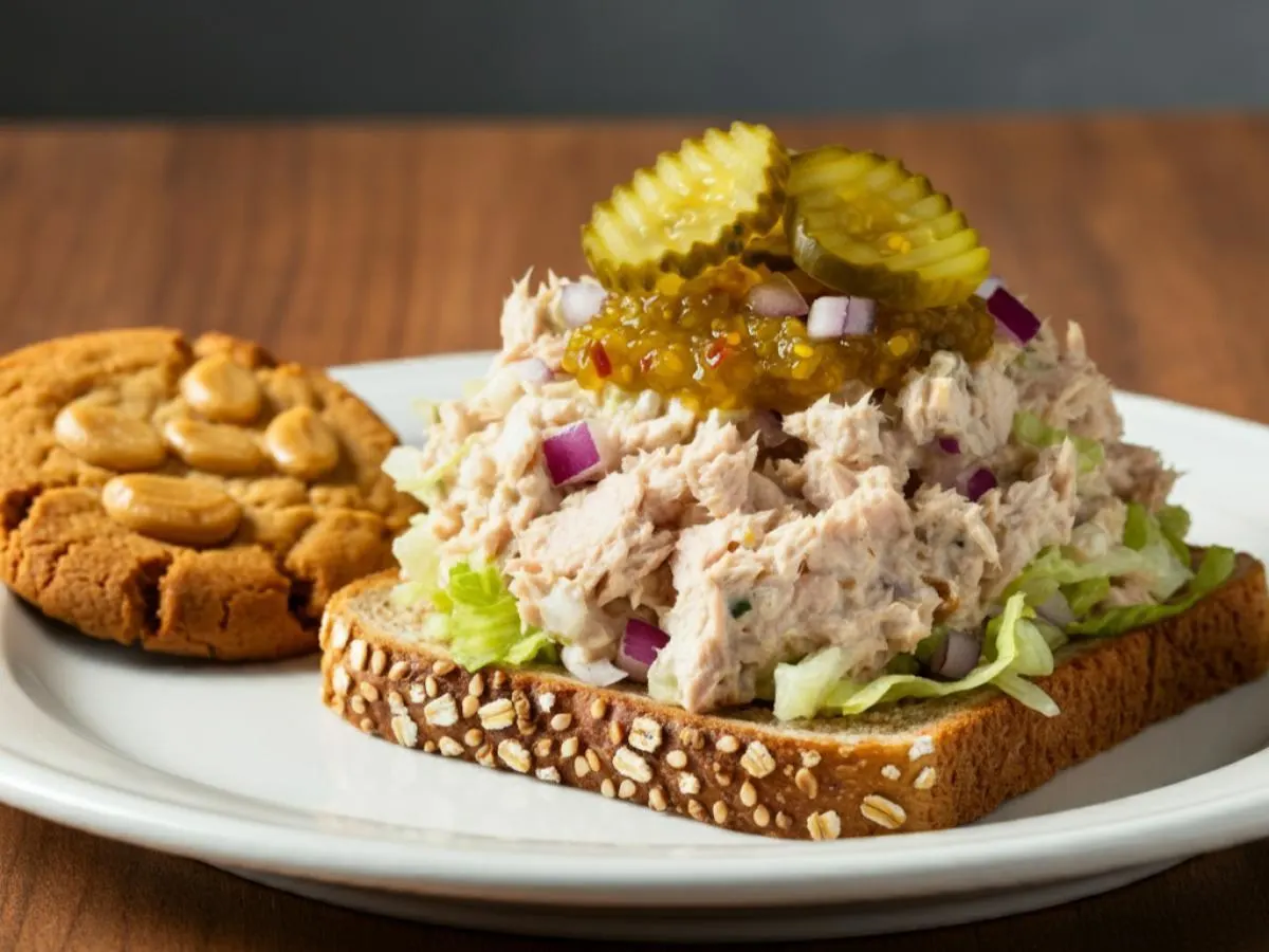 Albacore Tuna Sub on Whole Grain Wheat Bread and a Peanut Butter Cookie Albacore Tuna Sub on Whole Grain Wheat Bread and a Peanut Butter Cookie