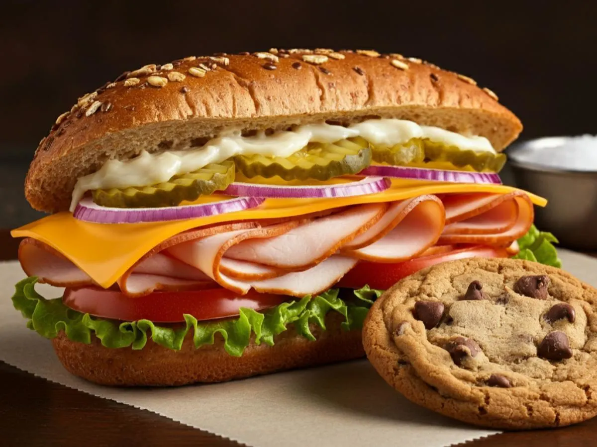 Clubhouse Melt on Whole Grain Wheat Bread and a Chocolate Chip Cookie Clubhouse Melt on Whole Grain Wheat Bread and a Chocolate Chip Cookie