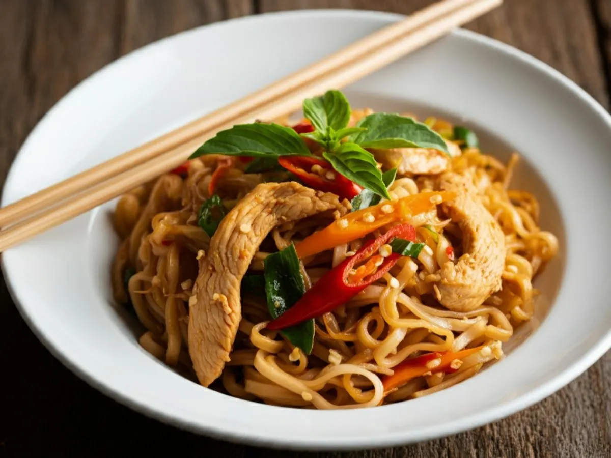 Chicken Spicy Basil Noodles (Medium Spice) Chicken Spicy Basil Noodles (Medium Spice)