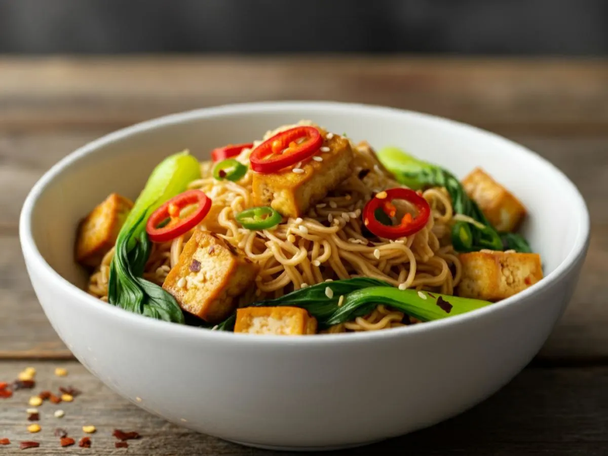 Tofu Spicy Basil Noodles (Medium Spice) Tofu Spicy Basil Noodles (Medium Spice)