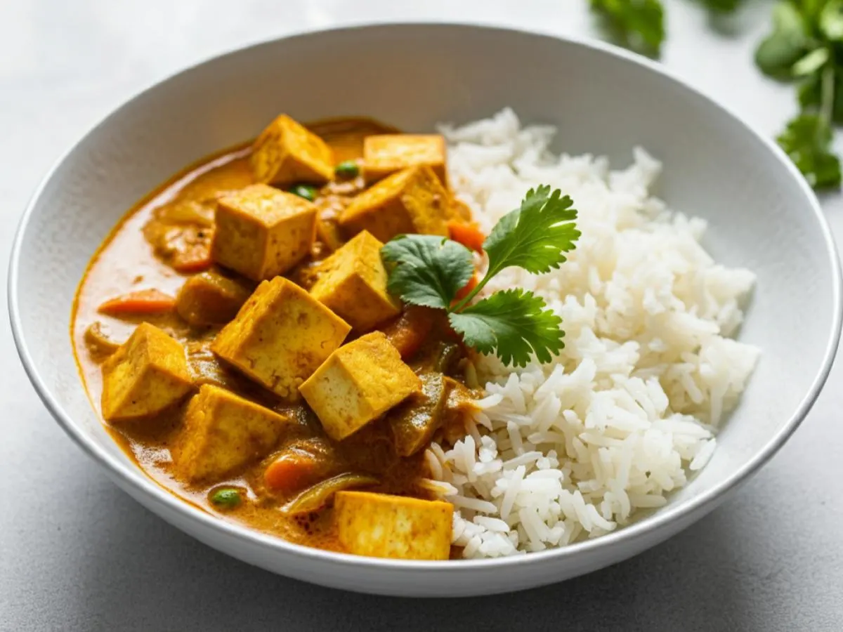 Tofu Panang Curry with White Rice Tofu Panang Curry with White Rice