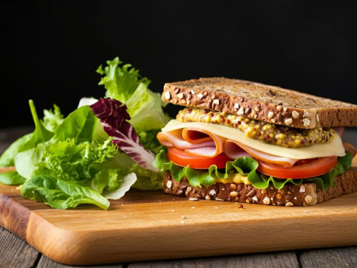 Black Forest Ham & Swiss Sandwich with Mixed Greens Black Forest Ham & Swiss Sandwich with Mixed Greens