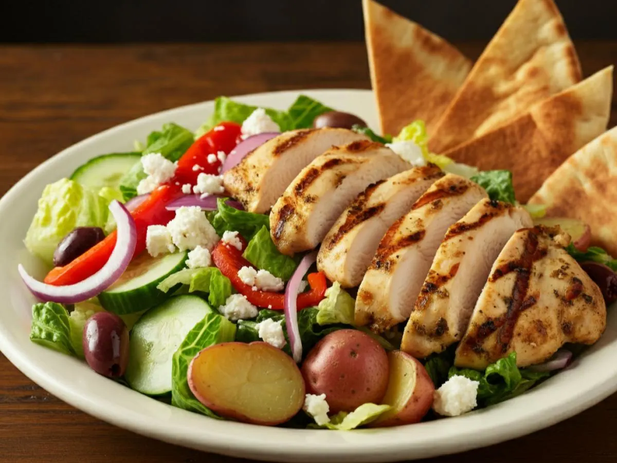 (NO DAIRY) Grilled Chicken w/ Red Potatoes and Greek Salad Box (NO DAIRY) Grilled Chicken w/ Red Potatoes and Greek Salad Box