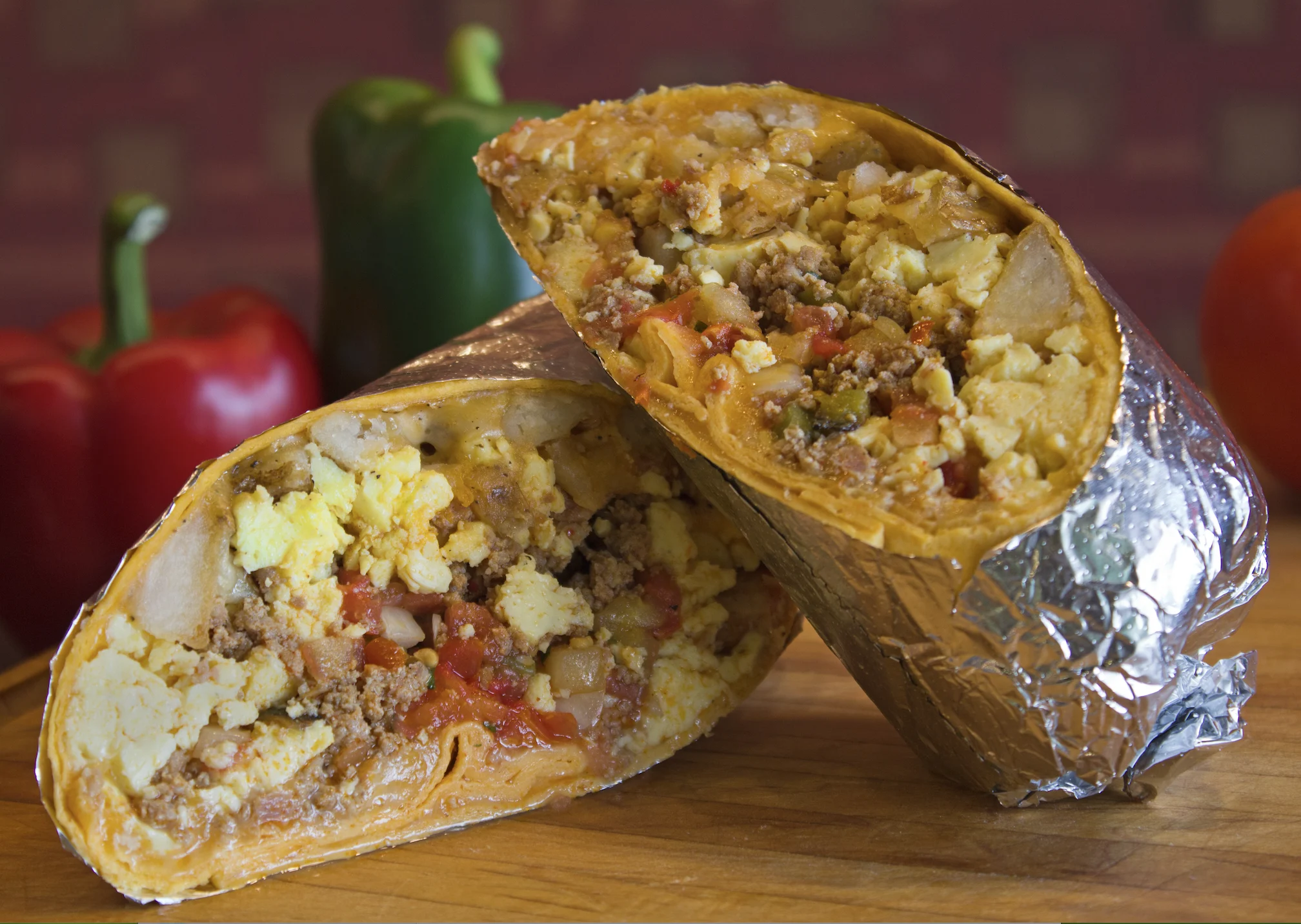 Sausage and Egg Breakfast Burrito With Side of Salsa