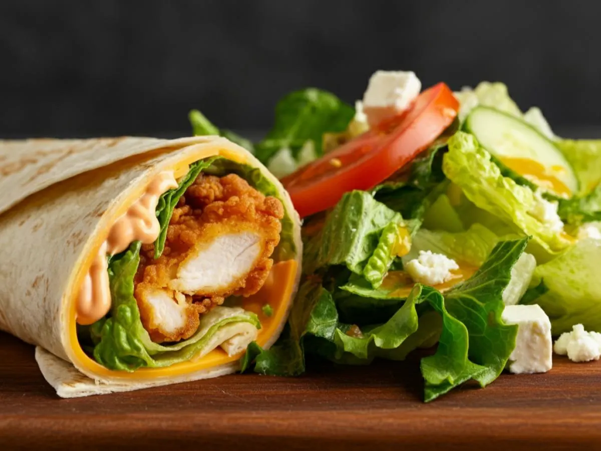 Grilled Tenders Wrap with a Side Salad Grilled Tenders Wrap with a Side Salad
