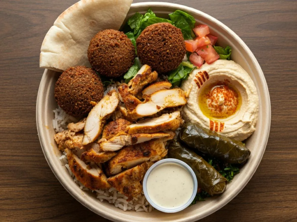 Chicken and Falafel Bowl Chicken and Falafel Bowl