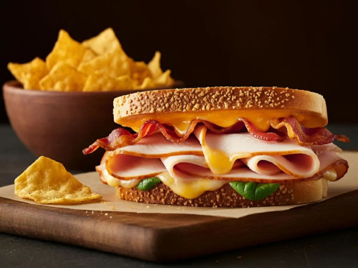 Clubhouse Melt on Parmesan Bread with Harvest Cheddar Sun Chips (No Tomatoes) Clubhouse Melt on Parmesan Bread with Harvest Cheddar Sun Chips (No Tomatoes)