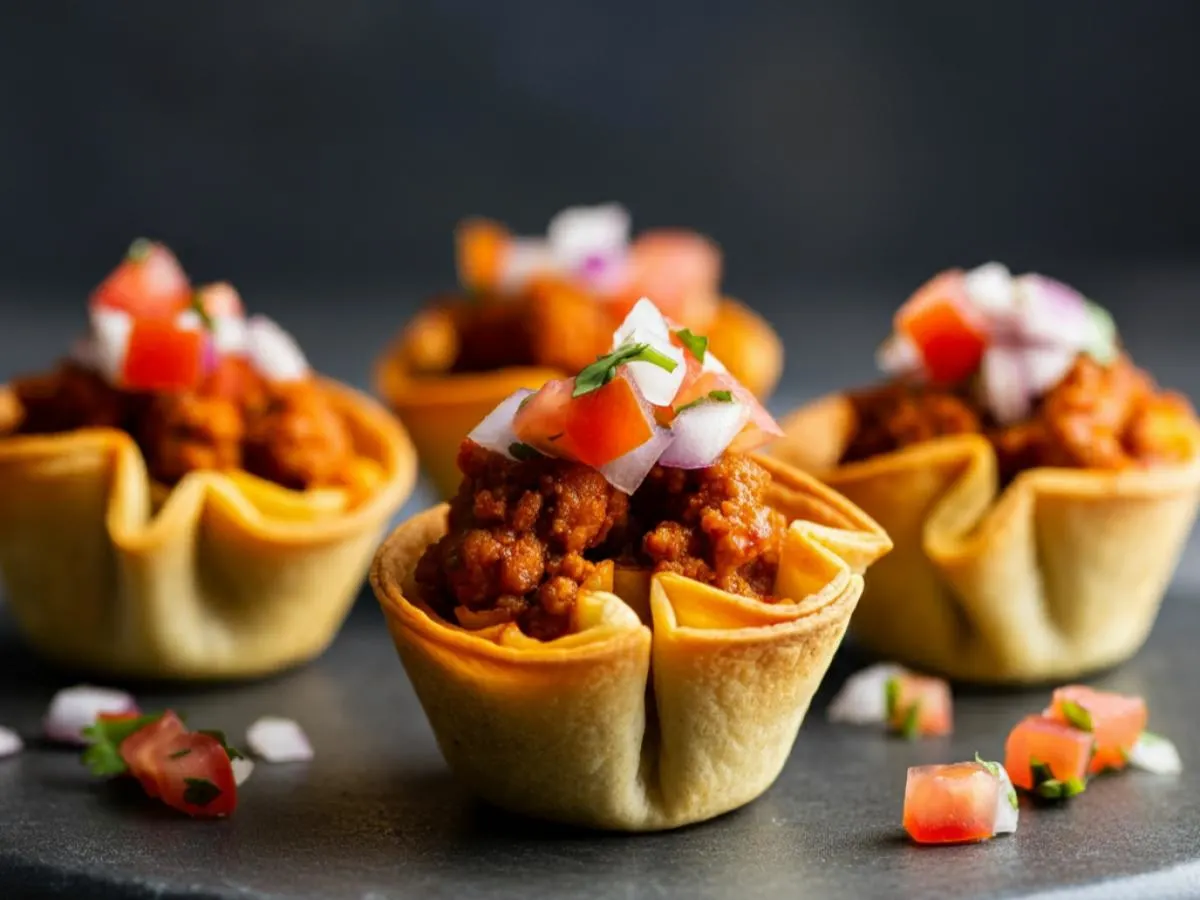 Chorizo Stuffed Tortilla Cups with Pico De Gallo Chorizo Stuffed Tortilla Cups with Pico De Gallo