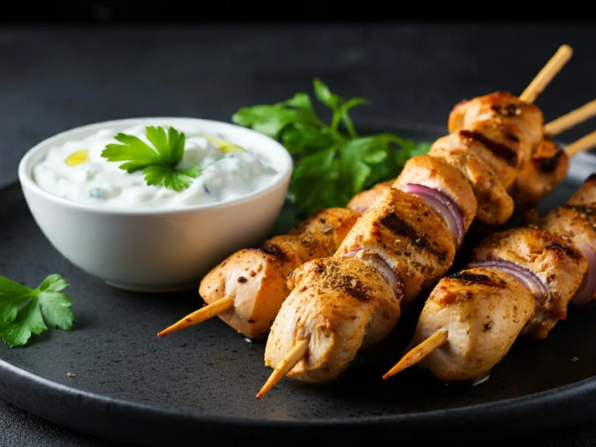 Chicken Souvlaki with Tzatziki Dipping Sauce Chicken Souvlaki with Tzatziki Dipping Sauce