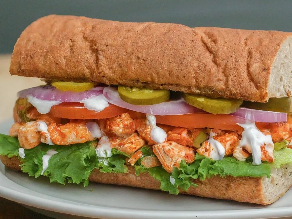 Regular Buffalo Chicken Sub on Whole Grain Wheat Bread (No Tomatoes) Regular Buffalo Chicken Sub on Whole Grain Wheat Bread (No Tomatoes)