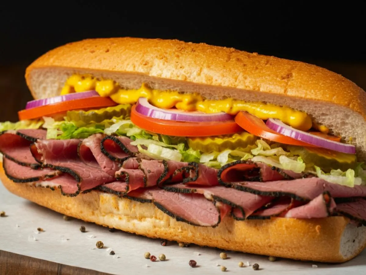 Regular Roast Beef Sub on Whole Grain Wheat Bread Regular Roast Beef Sub on Whole Grain Wheat Bread