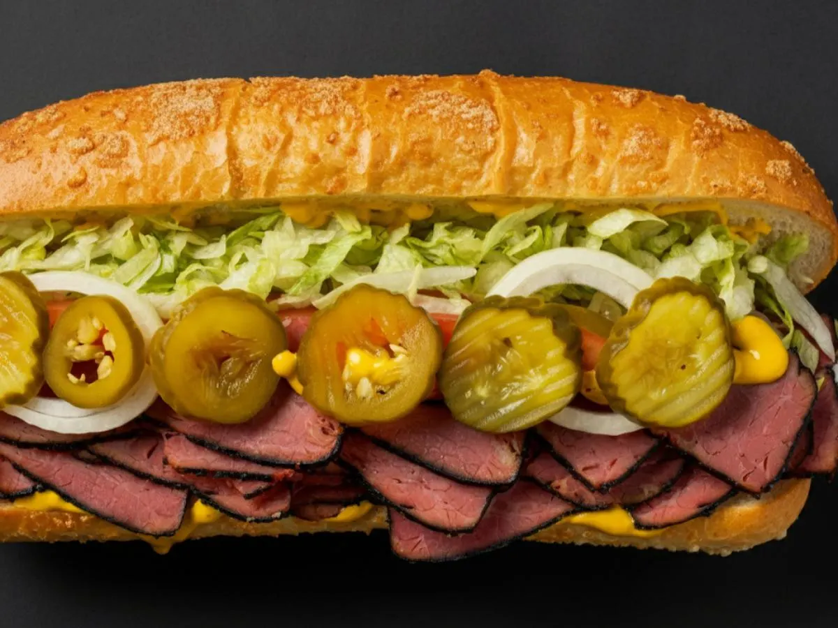 Regular Roast Beef Sub on Whole Grain Wheat Bread (No Tomatoes) Regular Roast Beef Sub on Whole Grain Wheat Bread (No Tomatoes)