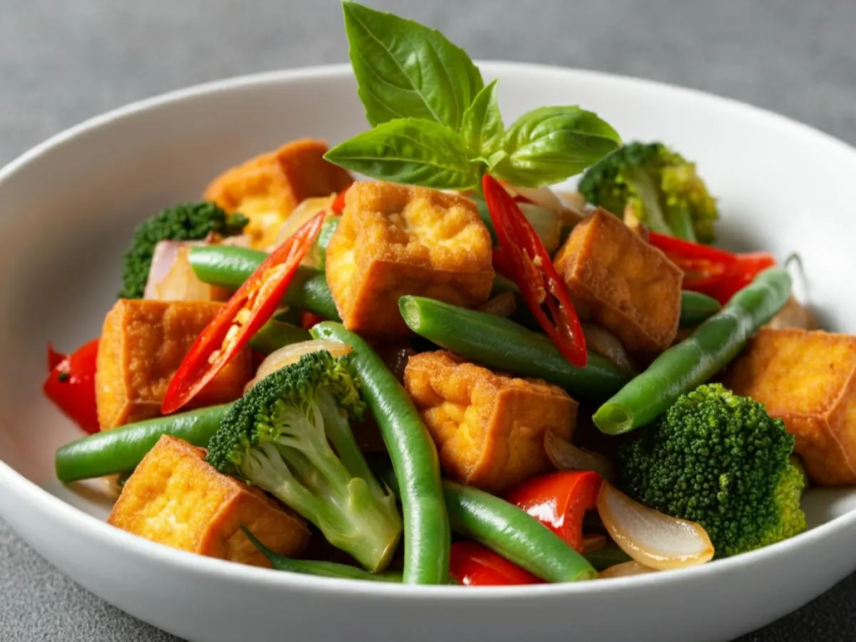 Vegan Spicy Basil with Fried Tofu Vegan Spicy Basil with Fried Tofu