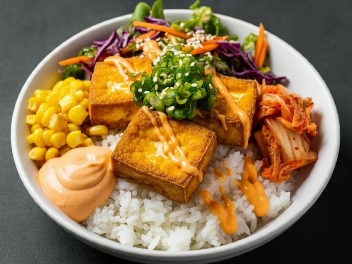 Organic Fried Tofu Rice Bowl Organic Fried Tofu Rice Bowl