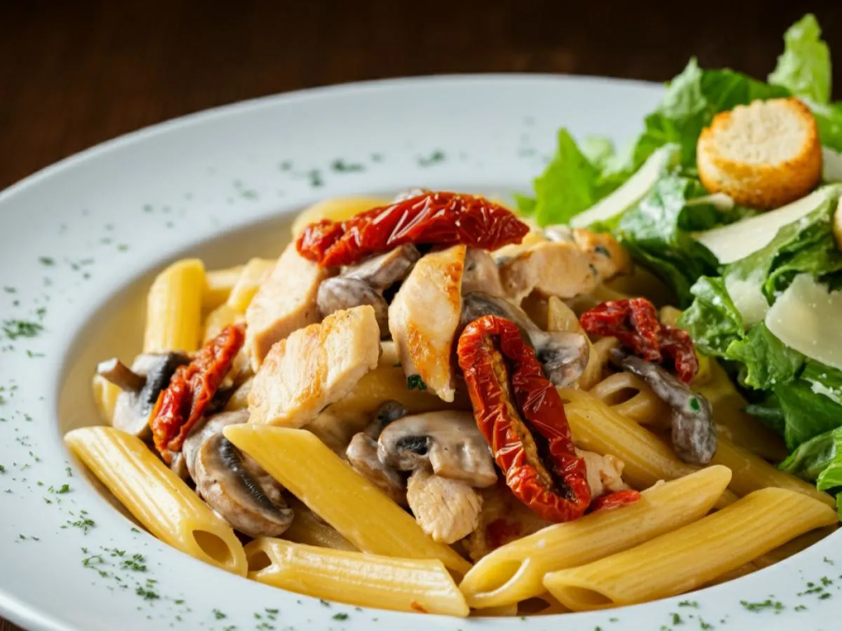 Pasta Milano with Caesar Salad Pasta Milano with Caesar Salad