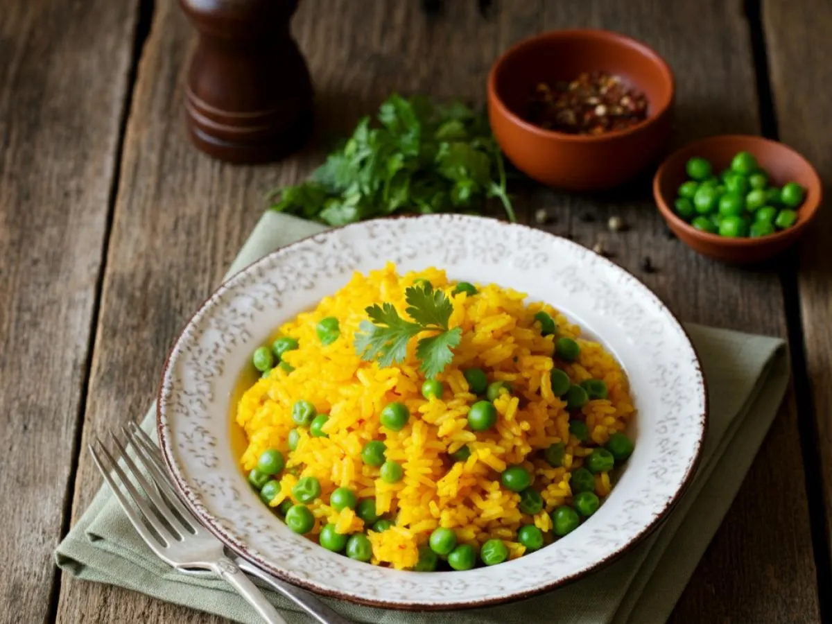 Saffron Rice with Garden Peas